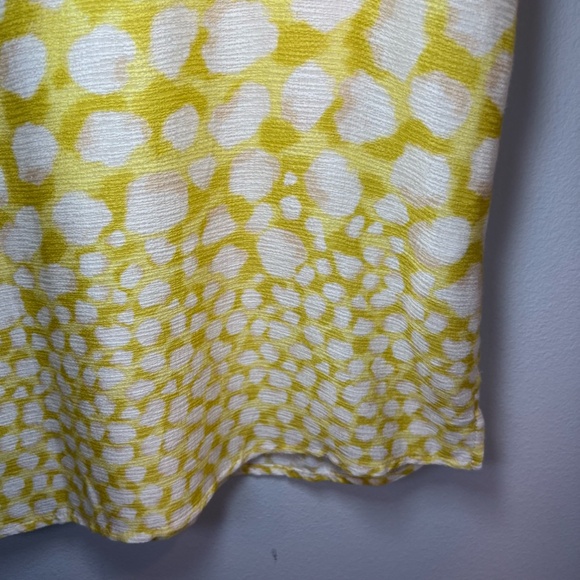 Democracy Women's Pintuck Blouse Yellow White Dots 3/4 Sleeves Split Neck  Small - Picture 7 of 13